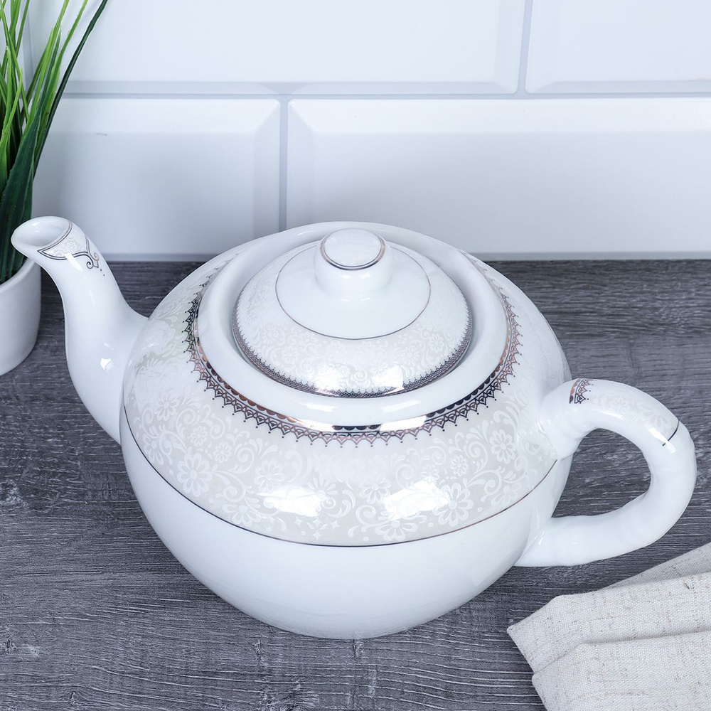 Чайник заварочный 1000 мл "Ажурный" фарфор купить на OZON по низкой ...