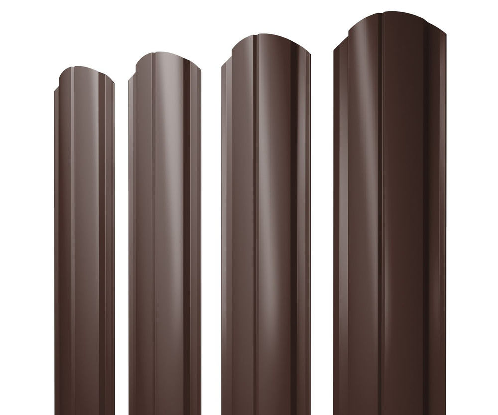 Штакетник металлический полукруглый (евроштакетник), 0,45мм 10шт SLIM с закруглением, цвет коричневый #1