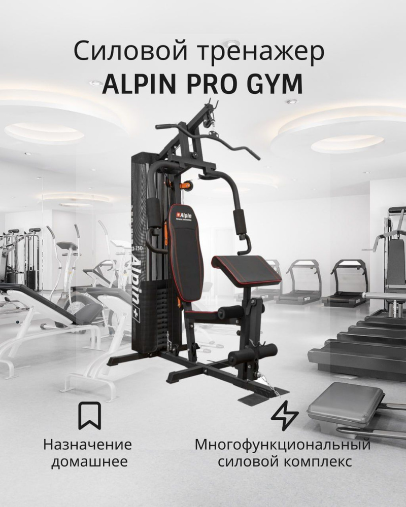 Силовой тренажер ALPIN PRO GYM GX-750 спортивная мультистанция, силовой  комплекс для домашних тренировок, многофункциональный комплекс для всех мышц