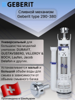 Сливной клапан geberit тип 290 d40 двойной смыв