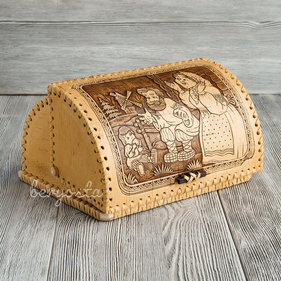 Bread box made of birch bark " Russia". The amount of wood. в интернет-магазине 