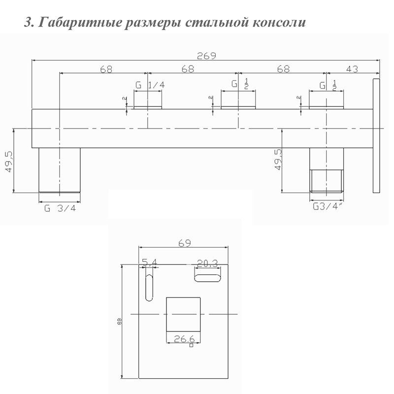 Размеры консоли из стали