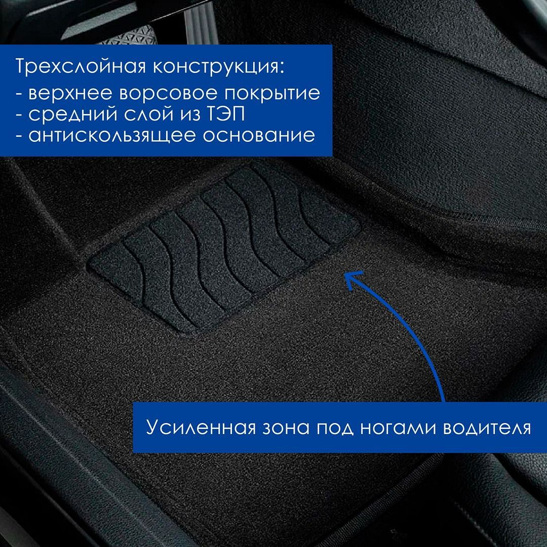 Коврики в салон автомобиля комплект GEELY ATLAS PRO 2021-н.в. черные ...