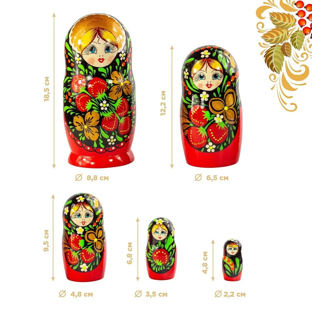 Ажна Матрешка деревянная 5 мест 18,5 см сувенир, вариант, фото 3
