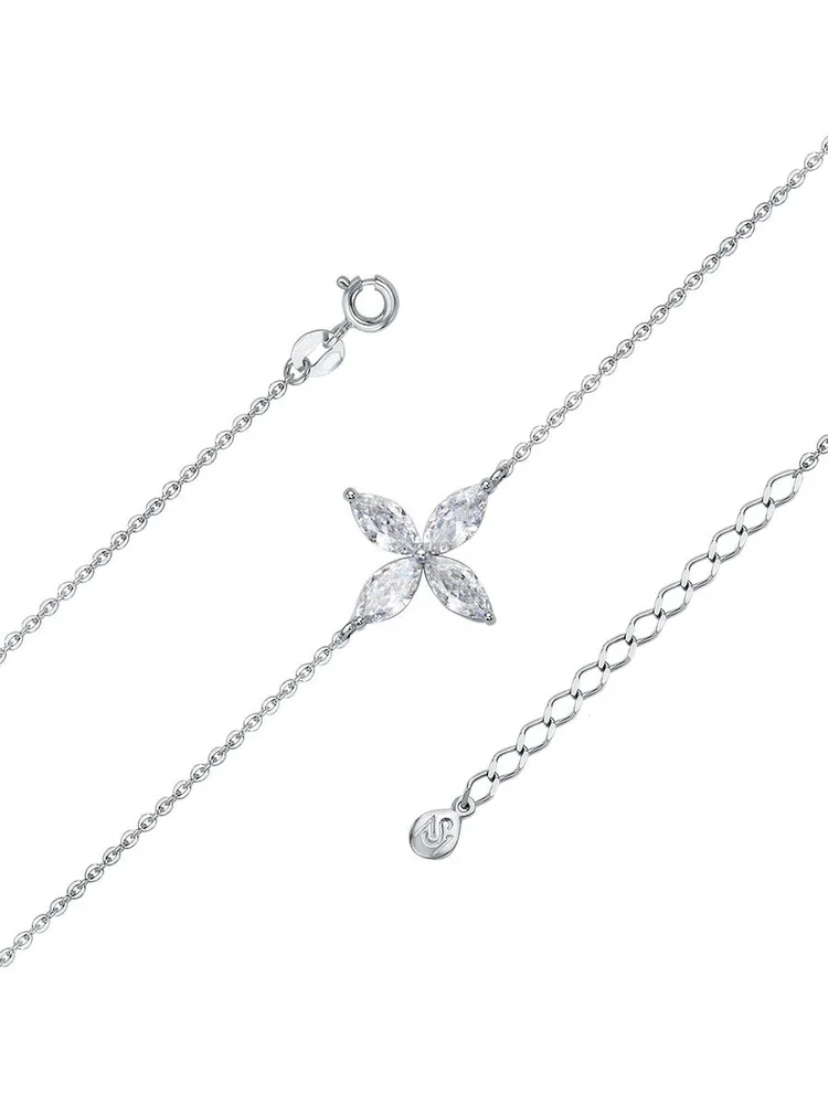SILVERME Браслет серебряный женский, браслет серебро 925 цветок, серебристый, фото 2