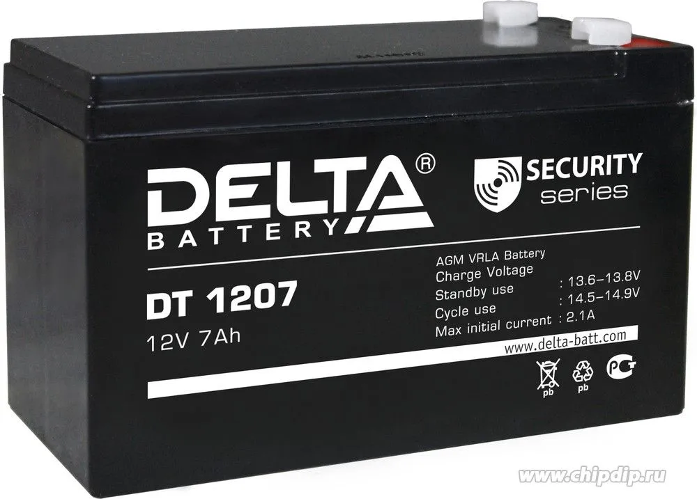 Универсальный аккумулятор DELTA DT 1207 12V 7Ah AGM VRLA, вариант
