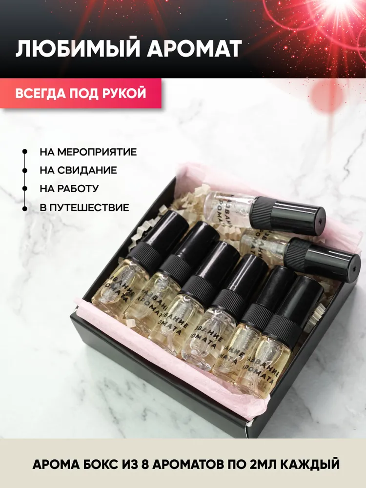 Набор духов женский "Пудровые облака" парфюмерный набор из 8 ароматов по 2мл, 2 мл, фото 3