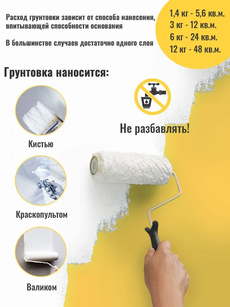Грунтовка для стен под обои professional, грунтовка укрывающая под обои белая professional 6кг, 6 кг, фото 4