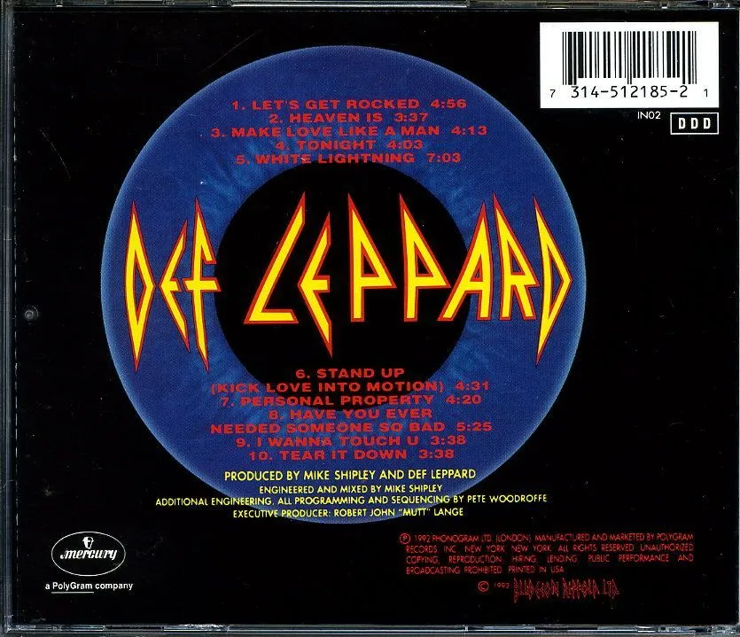 DEF LEPPARD - Adrenalize 1992 г., вариант, фото 2