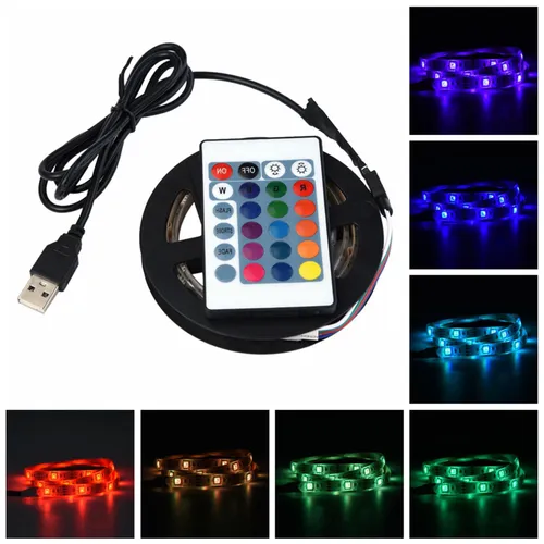 Светодиодная лента USB 5V, 5050 RGB, влагозащищенная, гибкая, для подсветки телевизора, 1м 30 светод