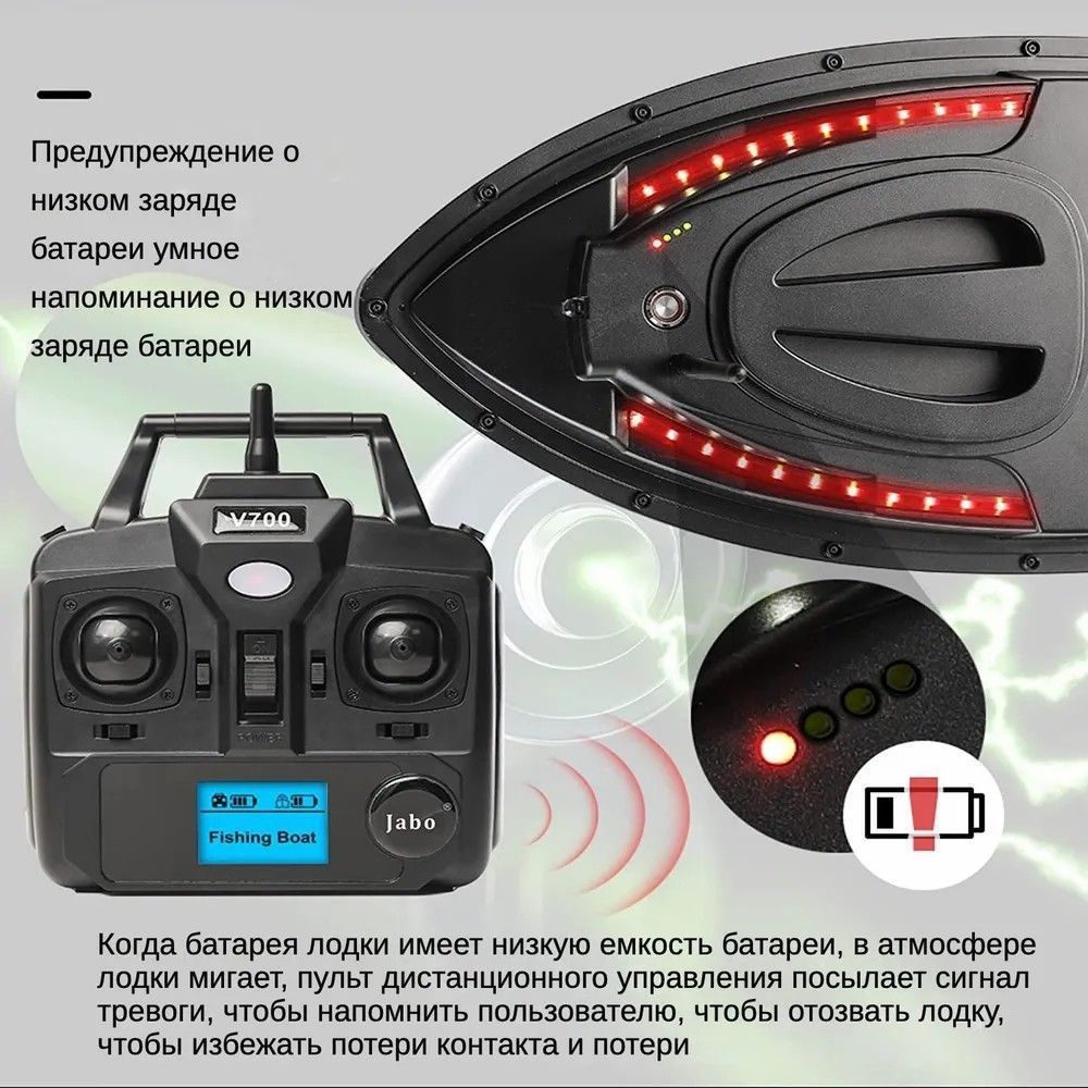 Прикормочный кораблик для рыбалки с GPS, 12000 мАч,черный - купить с ...