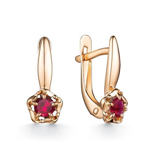АЛЬКОР Золотые серьги 585 женские с 2 рубинами - купить с доставкой по ...