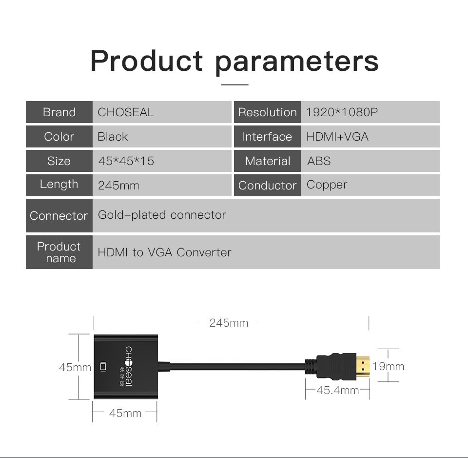 Переходник HDMI-VGA конвертер male-male 1080P для проектора монитора ...