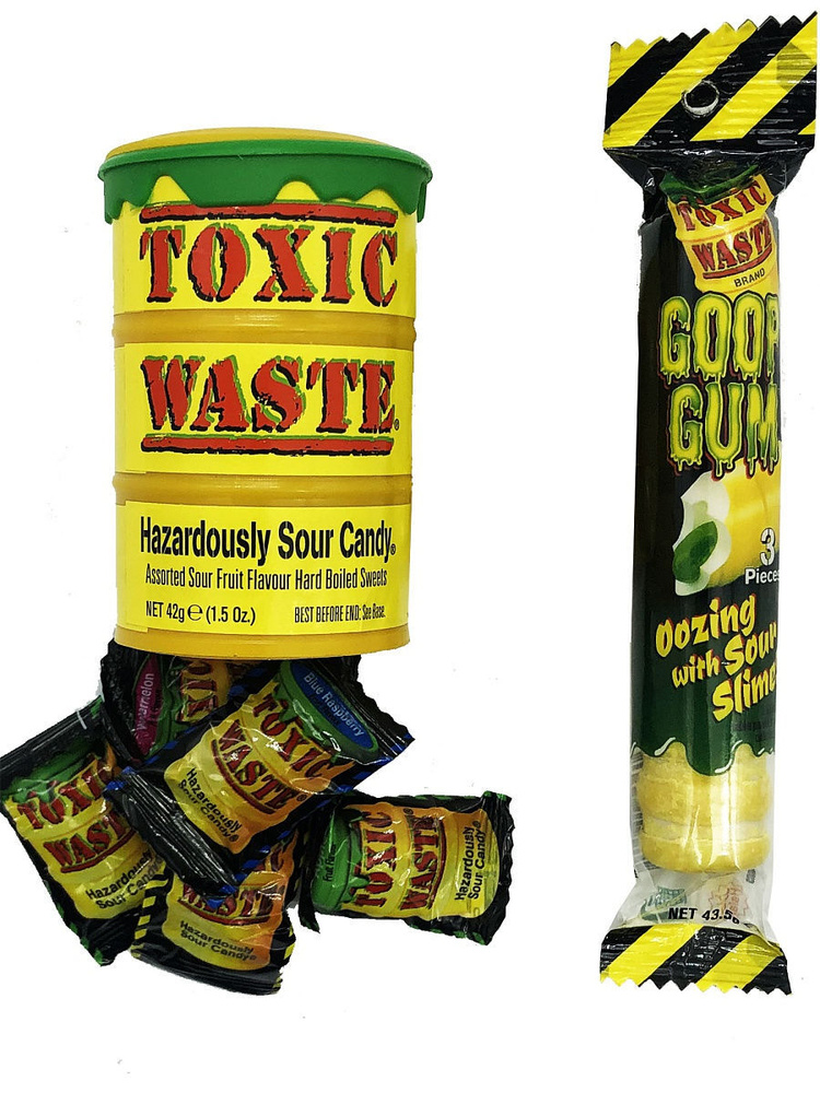 "Супер Кислота"! Набор из конфет "Toxic Waste"42 гр. и жевачки Toxic Waste "Goop Gum" 43.5 гр  #1