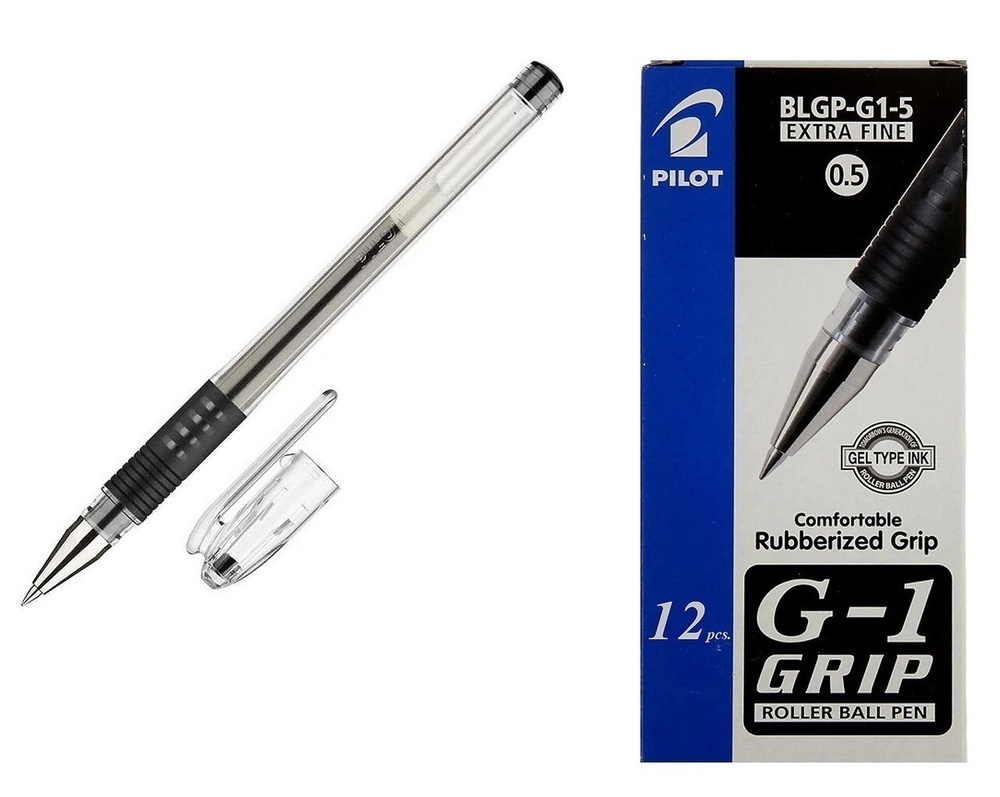 Ручка PILOT G-1 Grip  0.5 мм, гелевые черные чернила, 12 шт #1