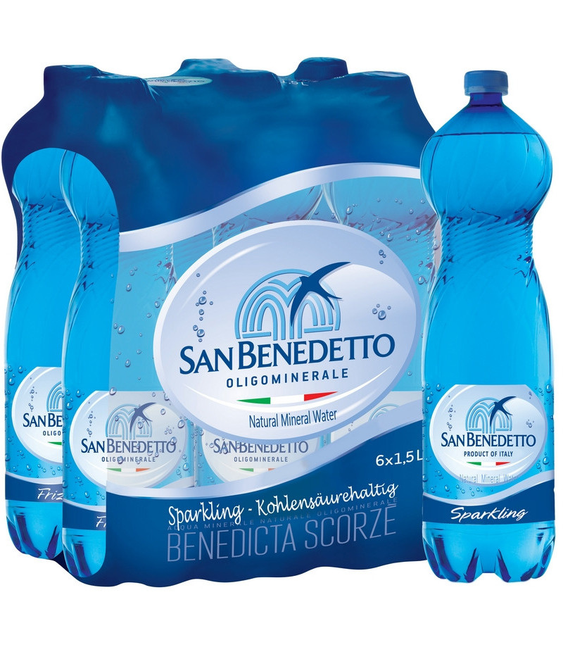 Вода San Benedetto (Сан Бенедетто) 6 шт по 1,5 л с газом, пэт #1