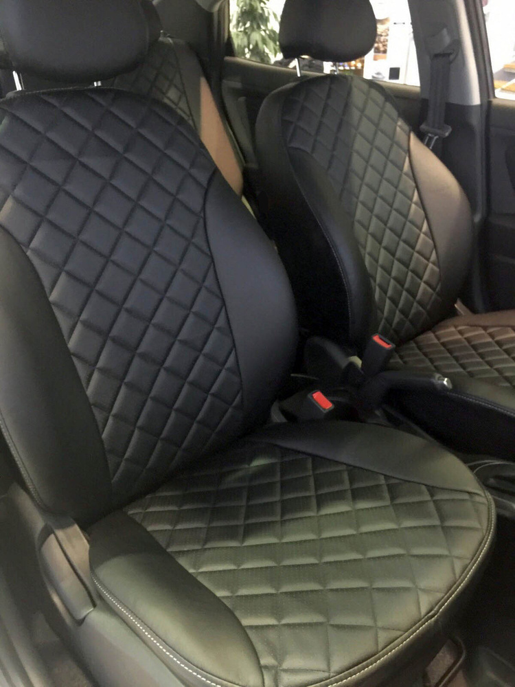 Чехлы на автомобильные сидения из экокожи РОМБ для Kia Rio 3 седан ...