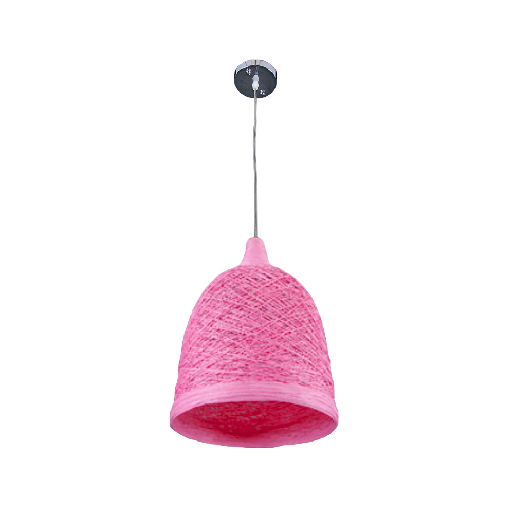 Декоративный подвесной ротанговый светильник с плетеным абажуром и креплением на планку без ламп / Розовый #1