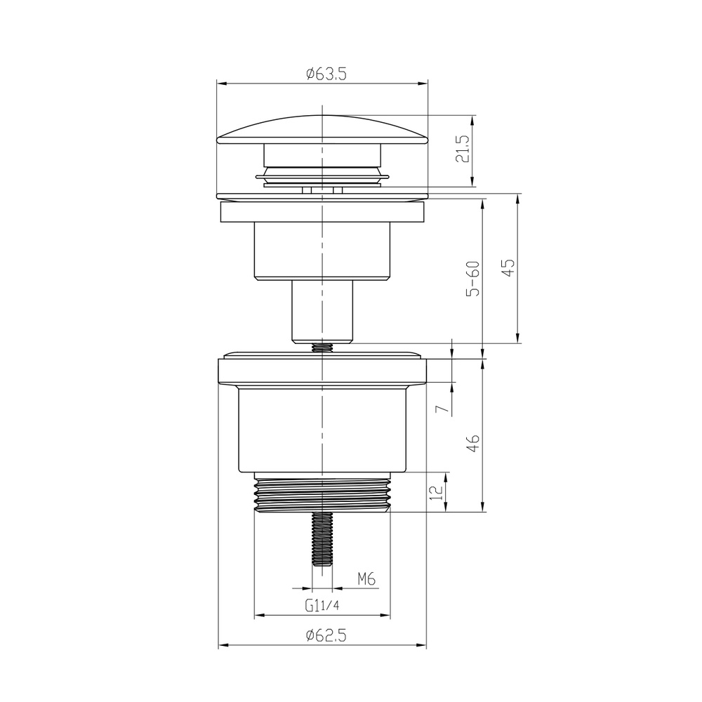 Донный клапан универсальный Lemark LM8500BL черный #1