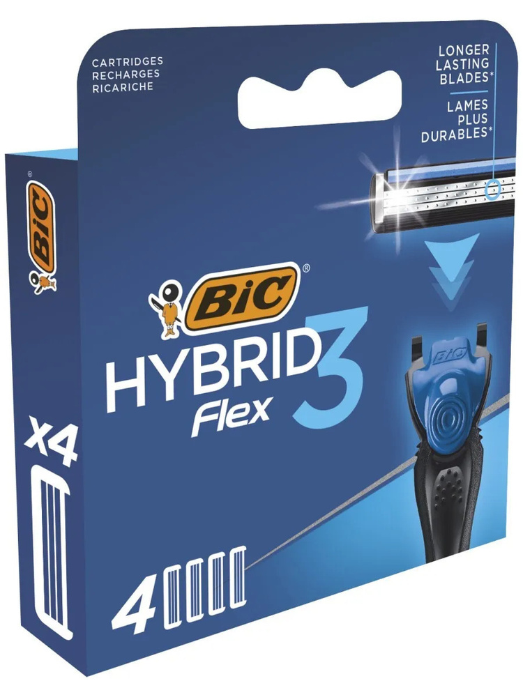 Bic Сменные кассеты FLEX 3 HYBRID (4 шт.), 3-лезвия, увл.полоска #1