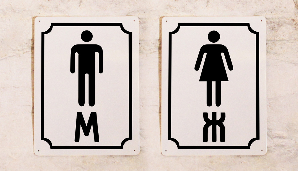 Набор табличек на туалет М и Ж белый, металл, 20х30 см, 30 см, 20 см ...