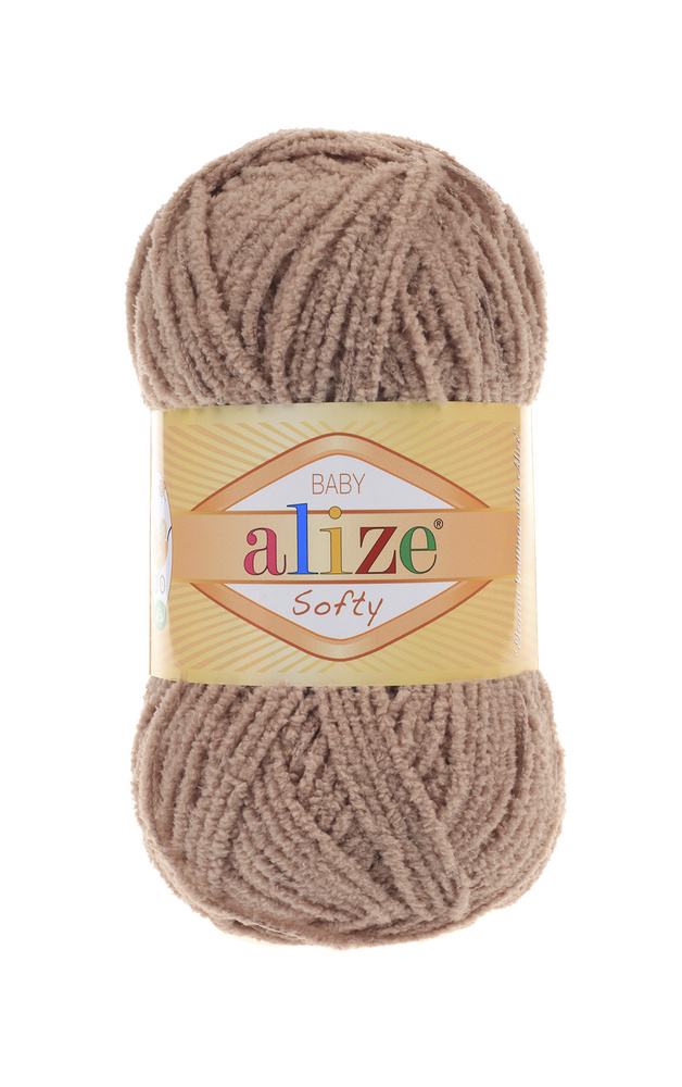 Пряжа Alize softy - 9 шт, коричневый (617), 115м/50г, 100% микрополиэстер/Ализе Софти/  #1