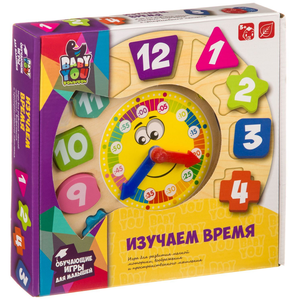 Игра деревянная Bondibon ИЗУЧАЕМ ВРЕМЯ