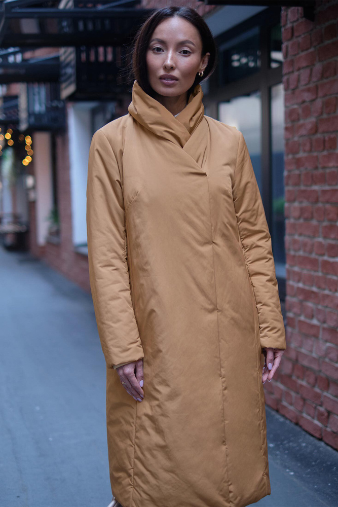 Пальто JS, Демисезон, размер 54, цвет темно-бежевый, Полиэстер - купить повыгодной цене в интернет-магазине OZON (382655920)