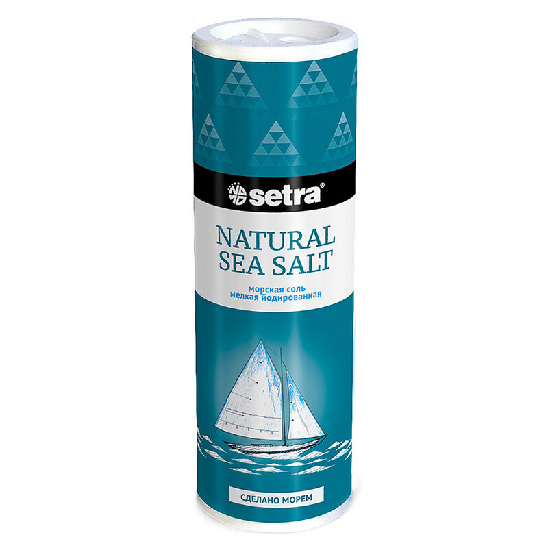 Морская соль Setra натуральная мелкая йодированная в солонке 250 грамм  #1