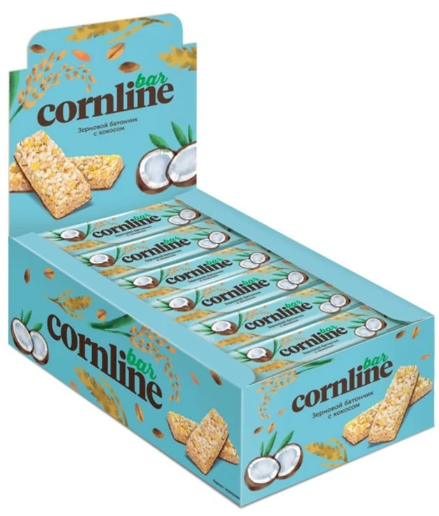 Зерновой батончик Cornline с кокосом, 30 г, 18 штук - купить с ...