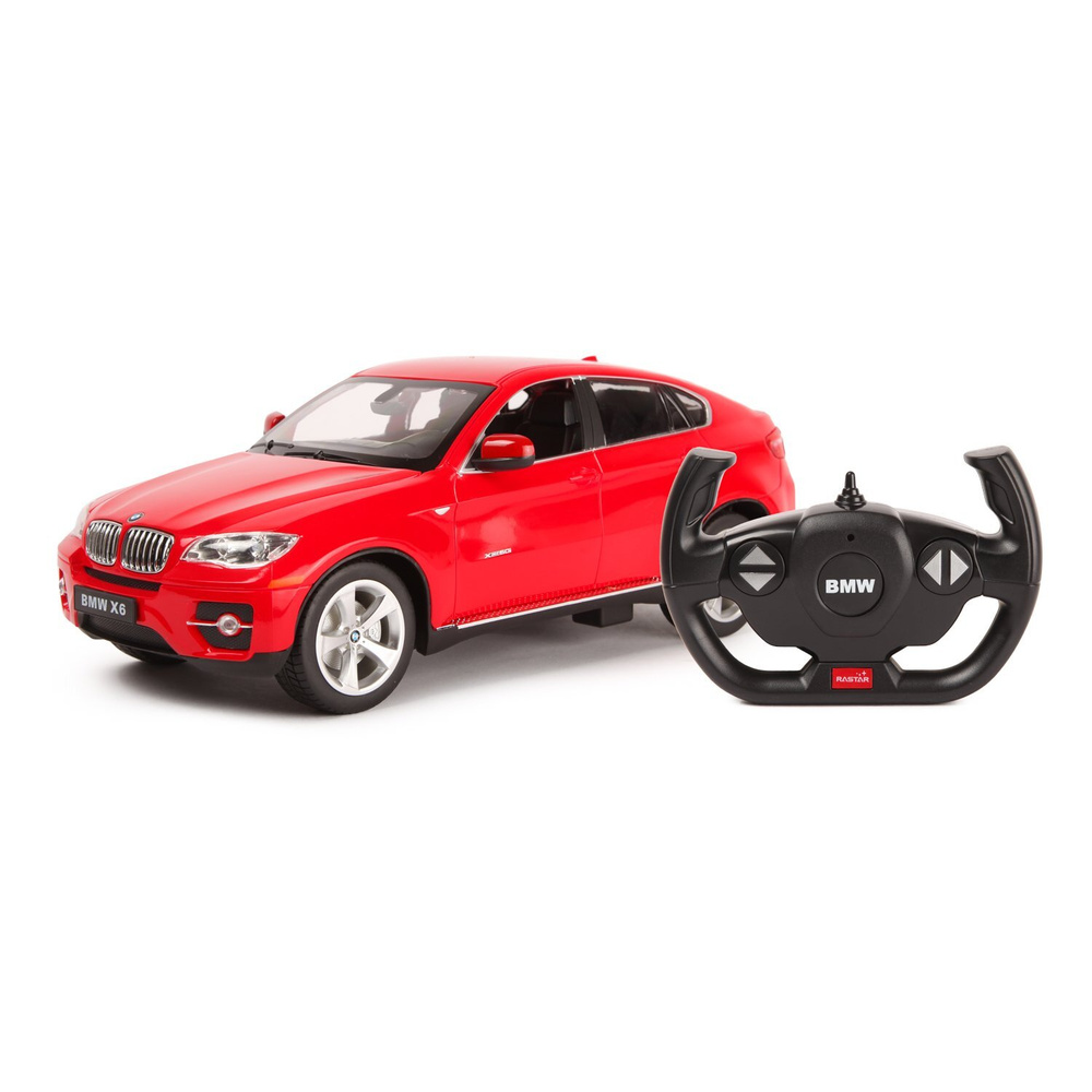 Детские радиоуправляемые машинки Rastar BMW BMW X6 (на бат., свет),  красная, 1:14 Игрушки на радиоуправлении для мальчиков от 5 - 6 лет Детская машинка  БМВ на пульте управления Радиоуправляемая игрушечная модель машины -