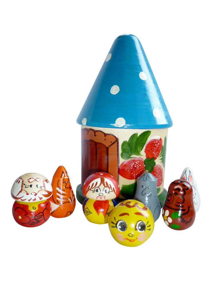 Пальчиковый театр ДИННИ Колобок в футляре в втде домика, деревянные ...