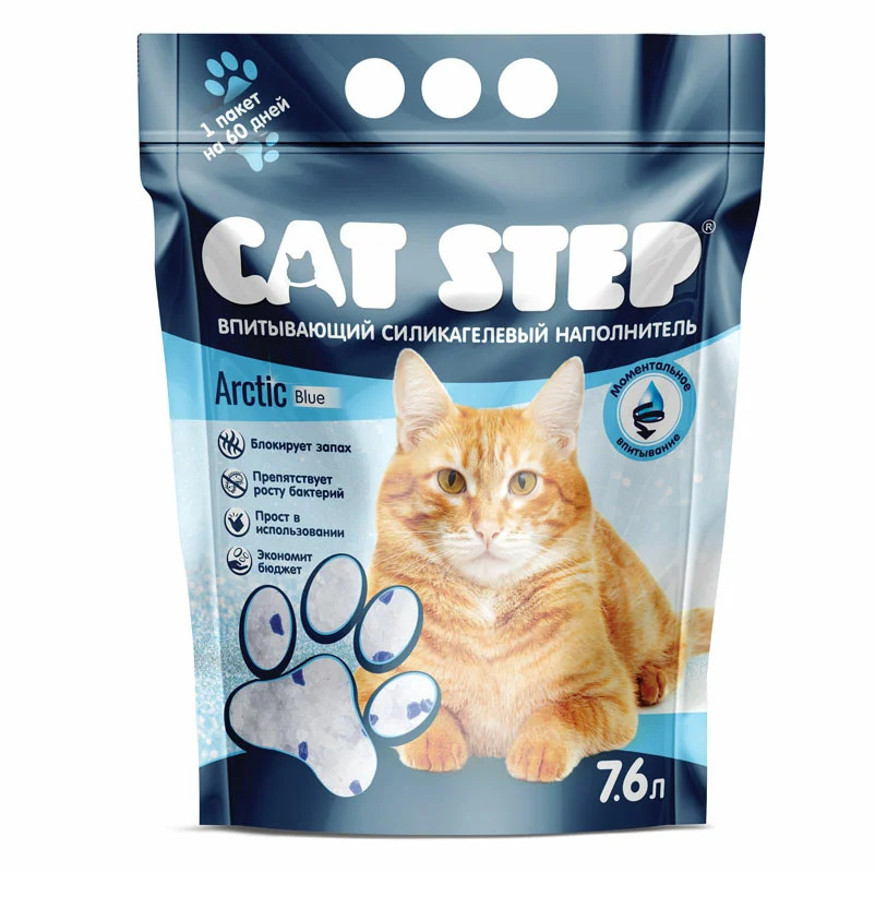 Впитывающий наполнитель Cat Step Arctic Blue, силикагелевый, 7,6 л*3,62 кг  #1