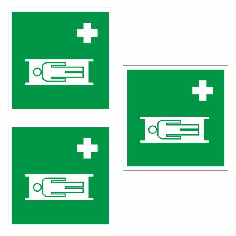 Знак-табличка EC02 "Средства Выноса Эвакуации Пораженных" 100х100 мм из пластика толщиной 3 мм 3 шт ПолиЦентр #1