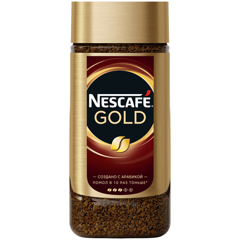 Кофе растворимый Nescafe "Gold", сублимированный, с молотым, тонкий помол, стеклянная банка, 190г  #1