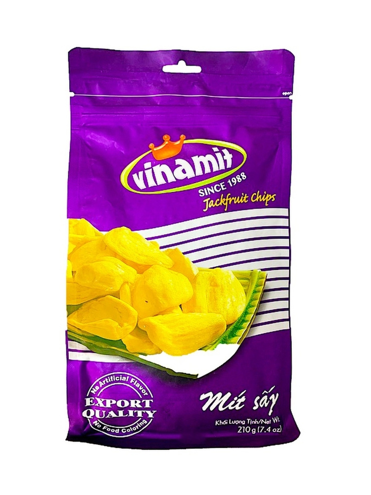 Вьетнамские натуральные хрустящие чипсы джекфрут, 210г., Vinamit, Jackfruit Chips. Вьетнам  #1