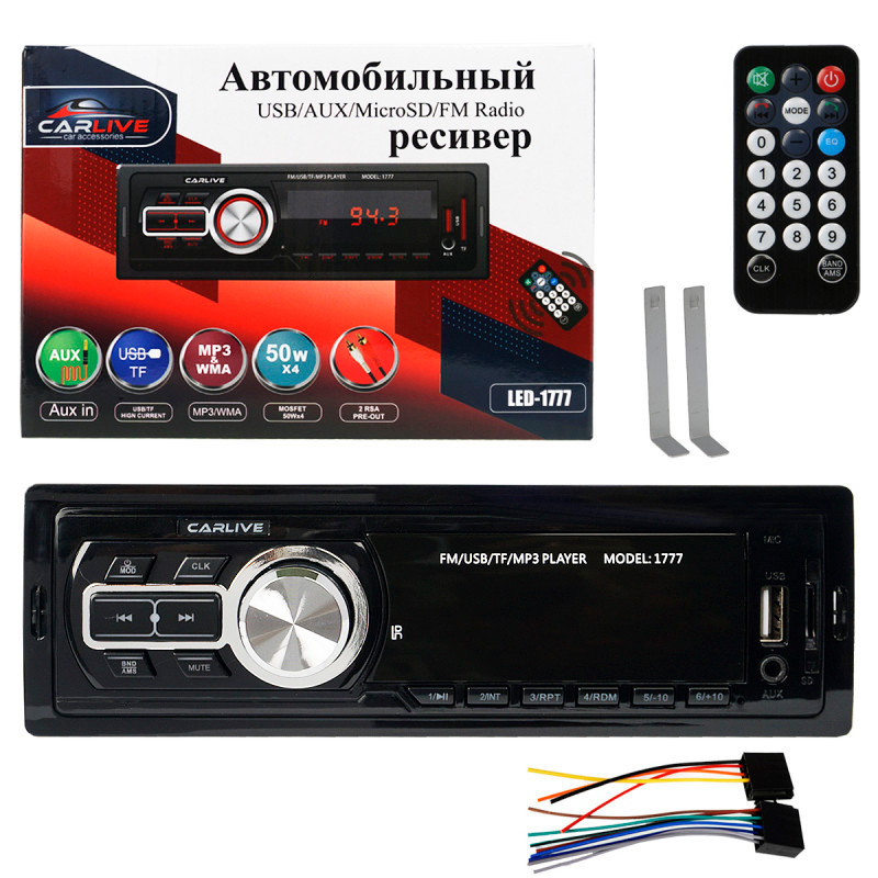 Автомагнитола 1DIN CarLive LED-1777, LED экран, USB разъем, пульт ДУ, APS, AUX, мощность 4*50 W, FM радио #1