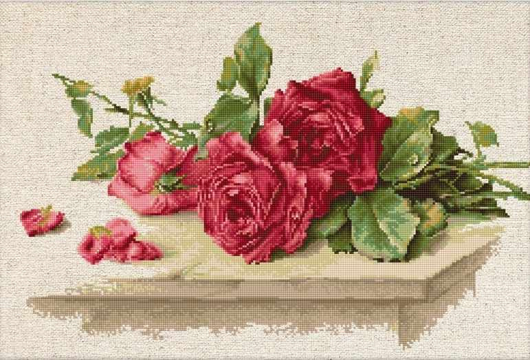 Набор для вышивания Luca-S BL22411 Красные розы, 31х19,5 см #1