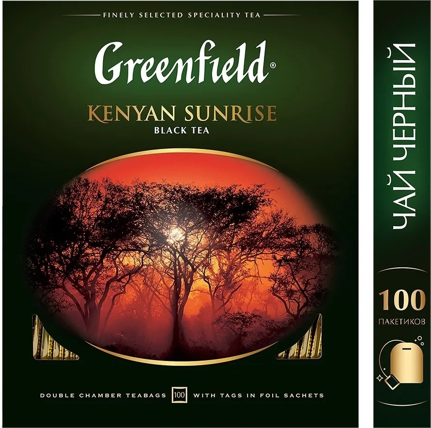 Чай в пакетиках черный Greenfield Kenyan Sunrise, 100 шт/Гринфилд #1