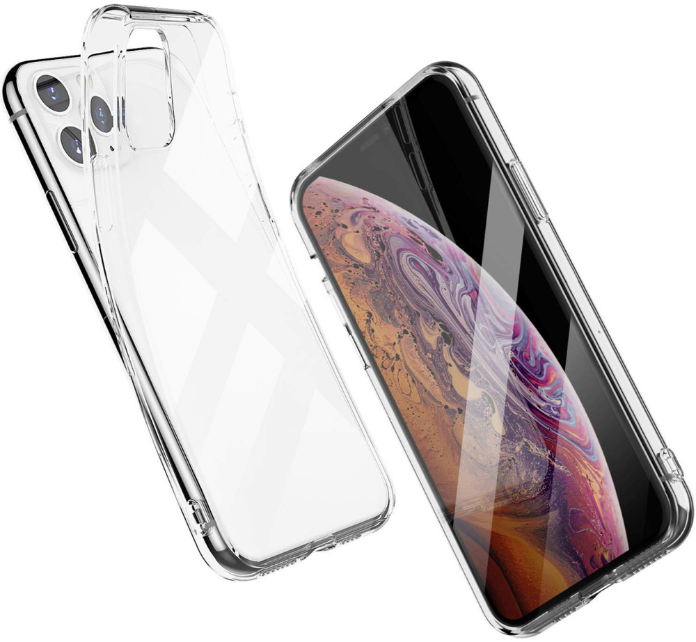 Тонкий силиконовый чехол для телефона Apple iPhone 11 Pro / Прозрачный чехол  накладка на Эпл Айфон 11 Про / Ультратонкий бампер премиум с защитой от  прилипания - купить с доставкой по выгодным