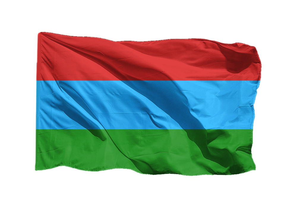 Флаг Республики Карелия на сетке 100х150 см для уличного флагштока ...