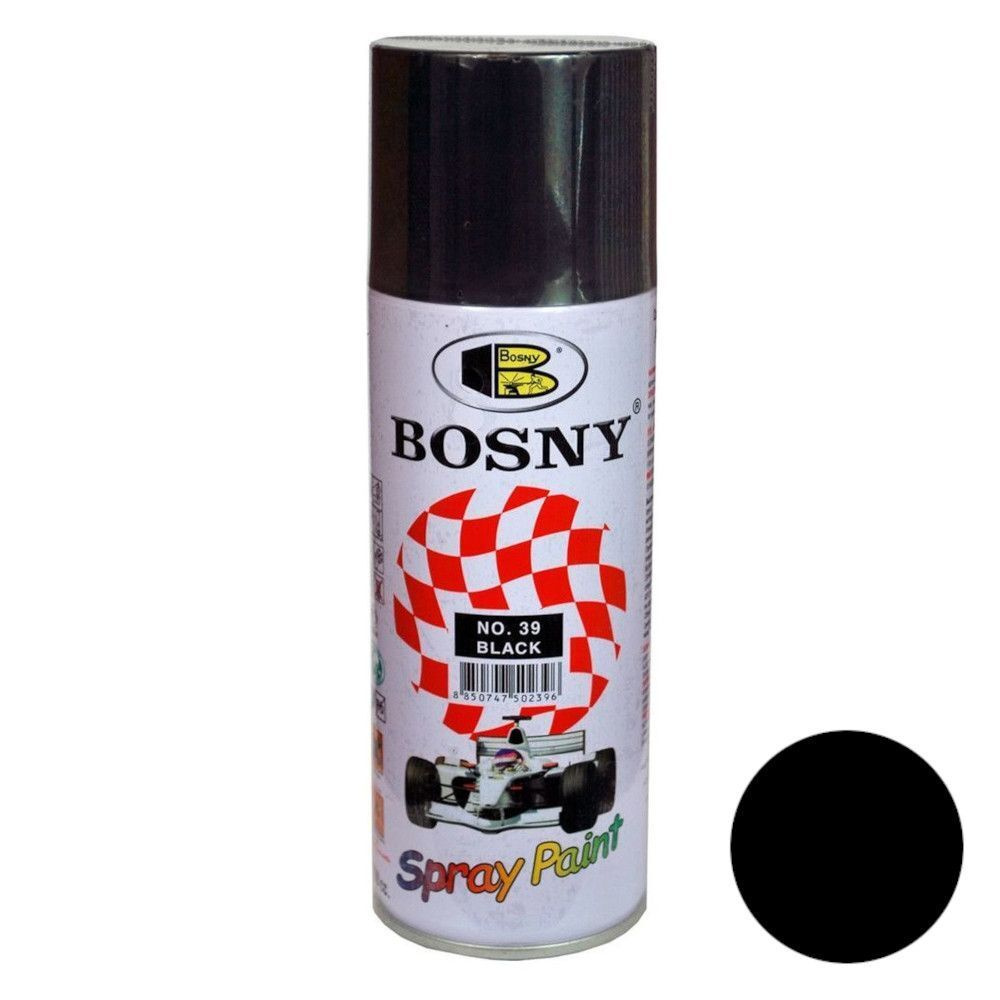 Bosny Аэрозольная краска, Акриловая, Глянцевое покрытие, 0.5 л, черный  #1