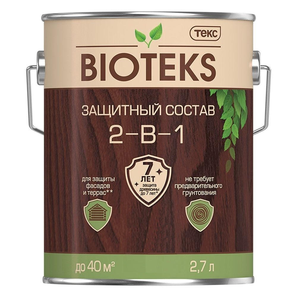 ТЕКС BIOTEKS / Биотекс защитный состав 2-в-1 для наружных работ, бесцветный (2.7 л)  #1