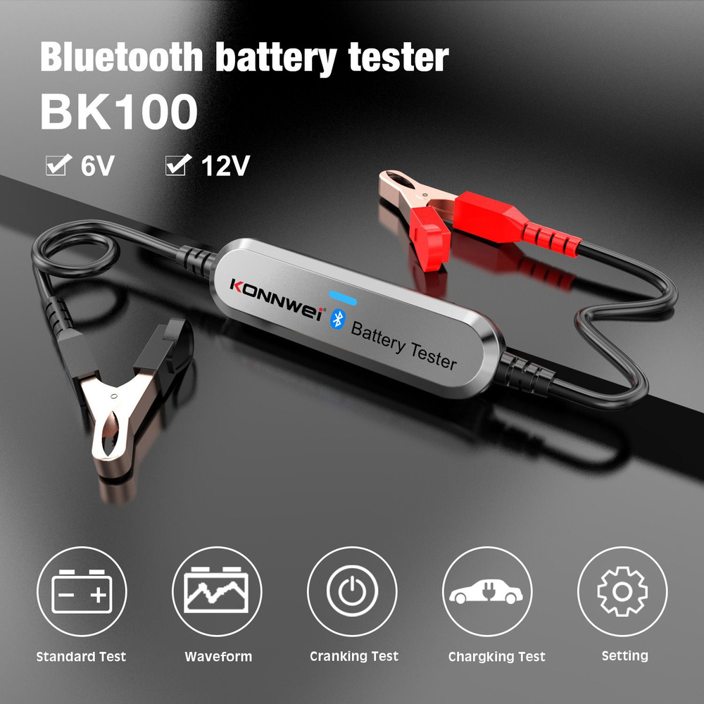 KONNWEI BK100 Bluetooth 5.0 Автомобильный тестер батареи мотоцикла 6V 12V  Анализатор батареи Инструменты для проверки зарядки и проворачивания