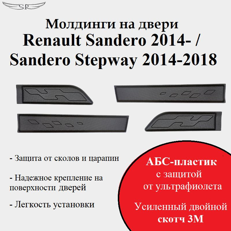 Накладка на кузов (молдинги на двери) Renault Sandero 2014- н.в./ Sandero Stepway 2014-2018  #1