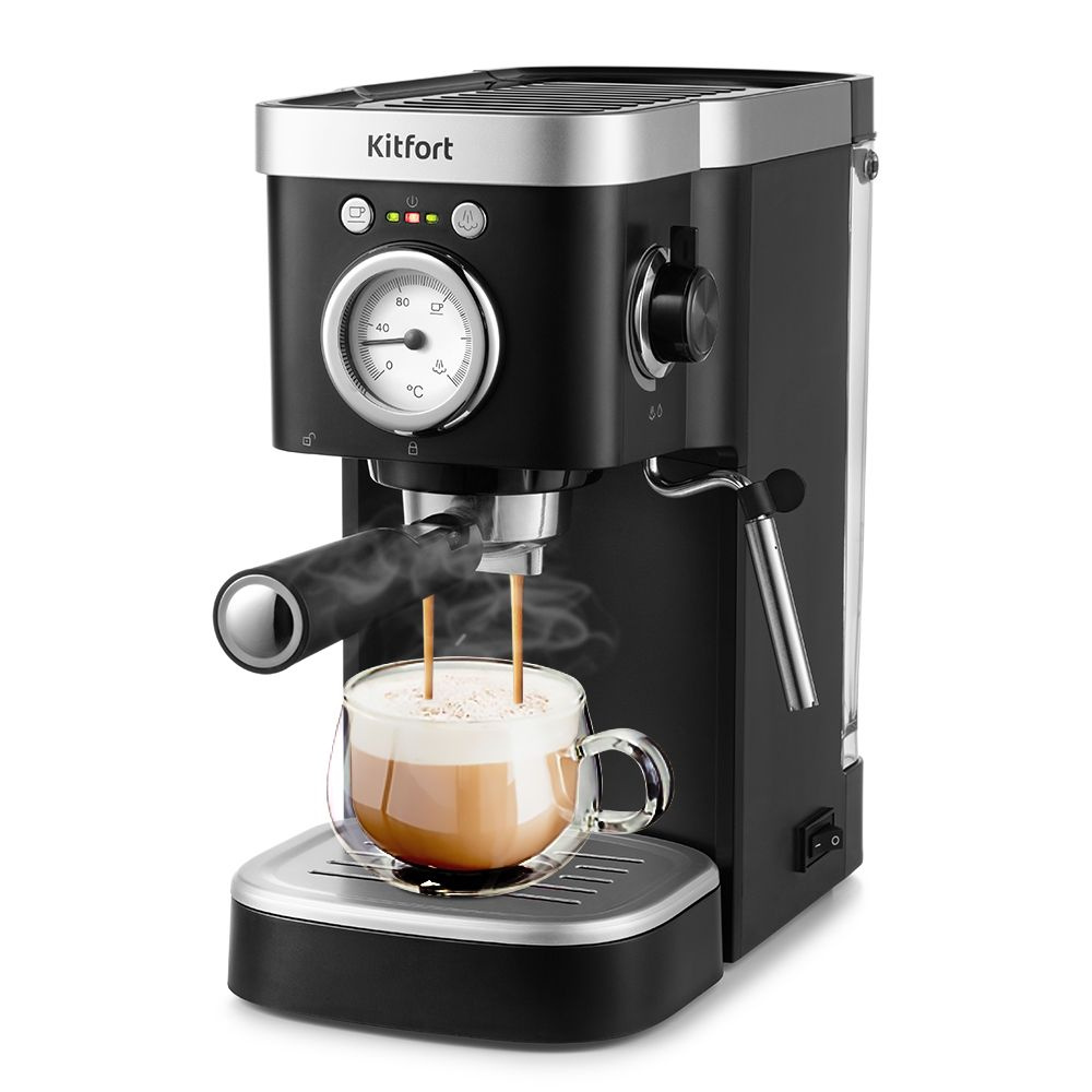 Кофеварка Kitfort КТ-788, черная, рожковая с капучинатором - купить с ...