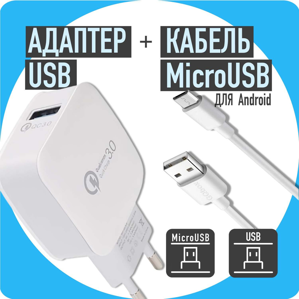 Сетевое зарядное устройство GQbox Блок питания для телефона_1_1_USB 2.0  Type-A, 15 Вт, USB 2.0 Type-A, Quick Charge 3.0 - купить по выгодной цене в  интернет-магазине OZON (557748320)