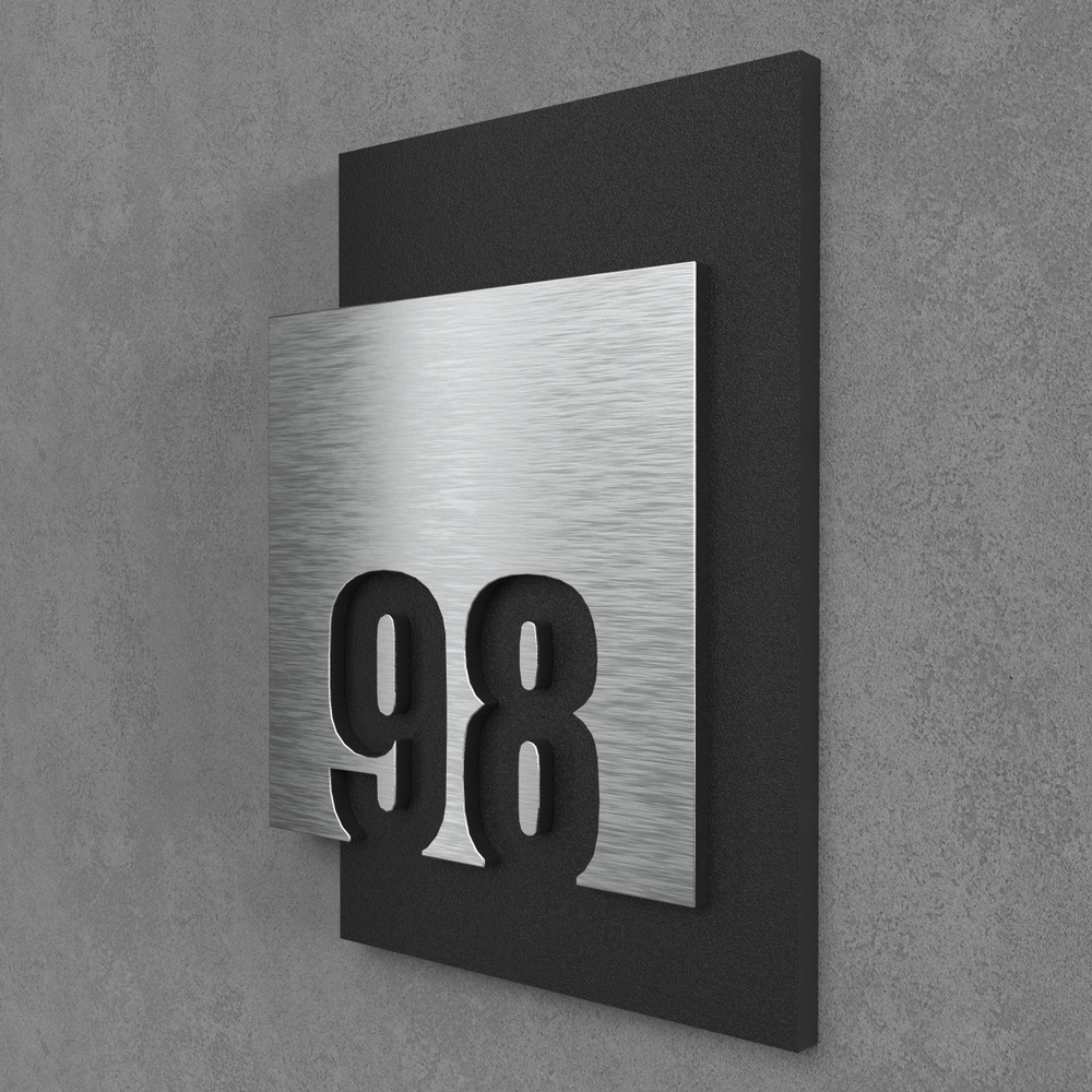 Цифры на дверь квартиры, табличка самоклеящаяся номер 98, 15х12см, царапанное серебро  #1