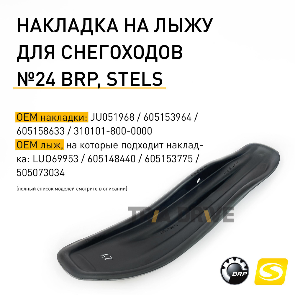 Накладка CentrPlast №24 на лыжу для снегохода STELS, BRP, SKI-DOO, LYNX, 1150x255x6 мм, OEM JU051968 #1