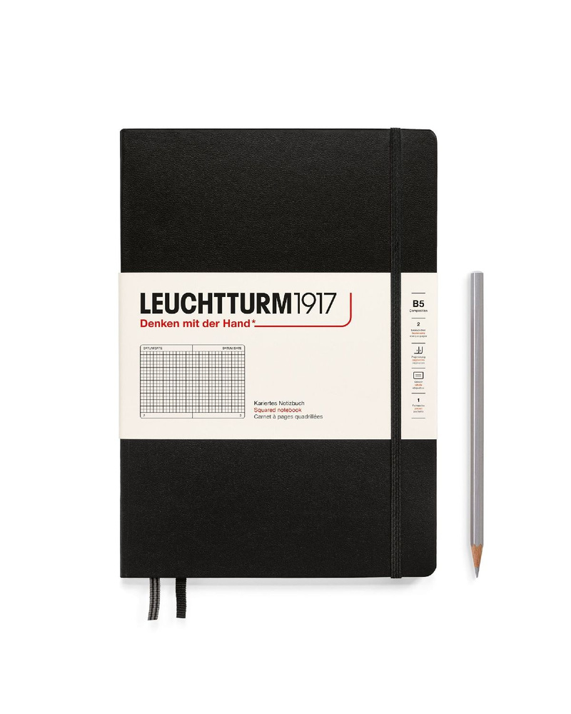 Блокнот Leuchtturm1917 Classic B5 (17.8x25.4см), 80г/м2, 219 стр. (109 л.), в клетку, твердая обложка #1